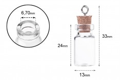 Küçük cam şişe ile mantar ve çalmak için asılı veya dekorasyon 33, 3 x 11, 6 mm